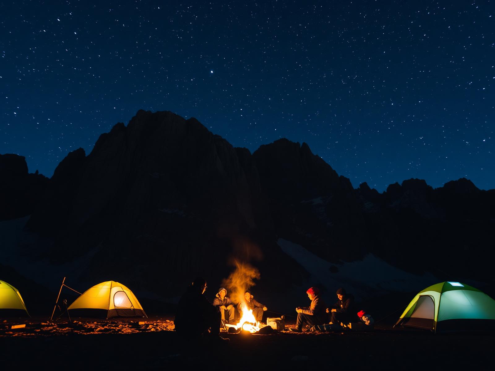 Climbers around a campfire